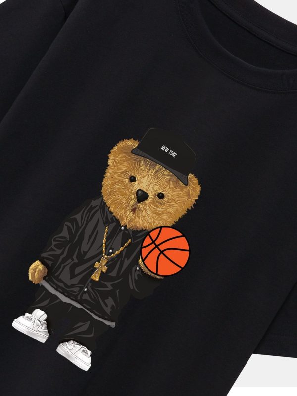 00260b633c38aff6e488d0a95d595f3a36f69bac3a7e1d7df15a50a0223333c3.jpg Basketball Bear Print Drop Shoulder Oversize T-Shirt & Jersey Basketball Shorts