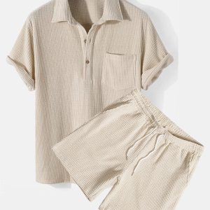 Waffle Polo Shirt & Waffle Shorts