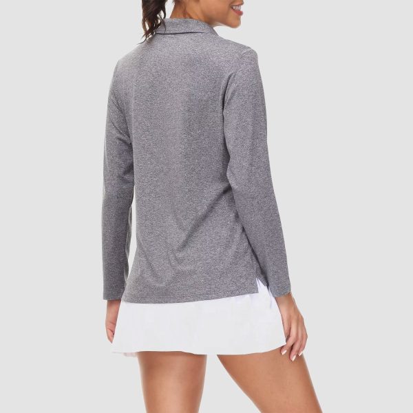 Women's Polo Shirts Long Sleeve UPF 50+ Sun Protection Golf Shirts Quick Dry Athletic Workout Collared Shirt
