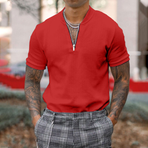 05a26fdd94c9c1168c274cd6025021d96a08dcc3eed70927e0eb89f8ee543b9b.png Gentleman business short-sleeved fitness zipper T-shirt