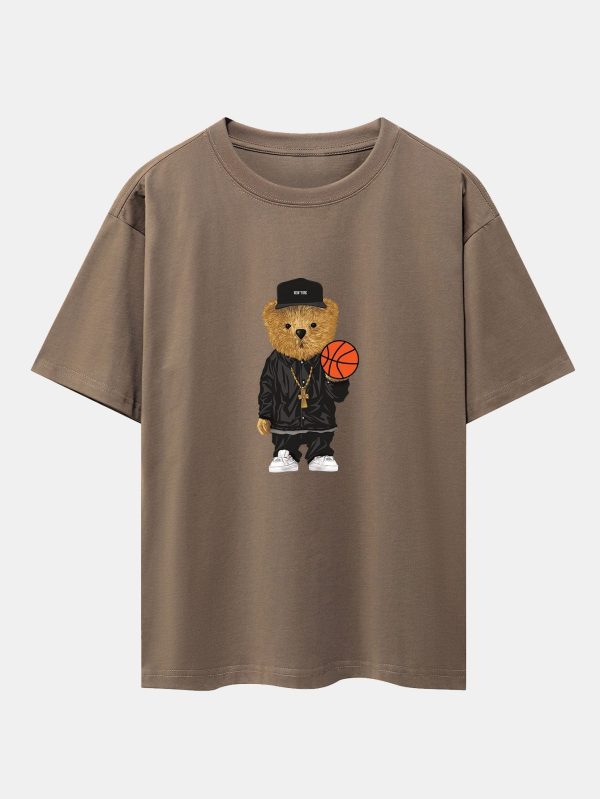 05dacc93c92ad384438537a203e7010b2292037cf470ac74d0475530104b1c96.jpg Basketball Bear Print Drop Shoulder Oversize T-Shirt & Jersey Basketball Shorts