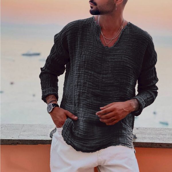 0e23f4ca658572071887cea4051574d6edf8949177c85984a5a3391dde936bea.jpg Men's Linen Simple Long-sleeved Shirt