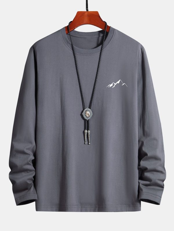 102865eca827a629fa8c451c7a43505b6c06373f6d0d1f415fbc5a928578ca50.jpg Long Sleeve Mountain Graphic Print Cotton T-Shirt