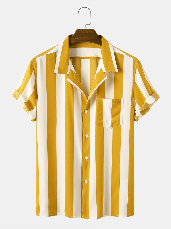 Stripes Casual Short Sleeve Shirts & Swim Shorts