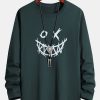 12a2b53d7fa0c35bdb236b979d6a84032b445847a2bcd93a6042e098e8988ce5.jpg Long Sleeve Scary Face Print Cotton T-Shirt