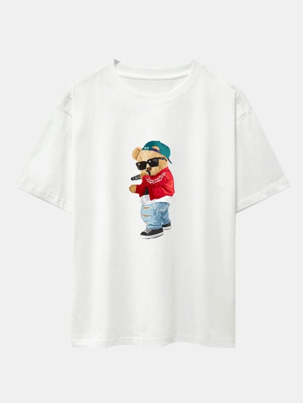 14144dd5db95c9b4f56c6b3de0f8700c7547d1e59b8e0870e5312824019f3ec7.jpg Hip Hop Singer Bear Print Heavy Weight Oversize T-Shirt