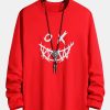 17bfe8e86a5f1c9d03a04730f45e394229ac914212a27ba38272e533d234d9a9.jpg Long Sleeve Scary Face Print Cotton T-Shirt