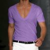18ae1c53957592f63f71f99f359b97f418f514e9715204ab2a9c28bc2046da21.jpg Men's Basic White Deep V-Neck Cotton Short Sleeve T-Shirt