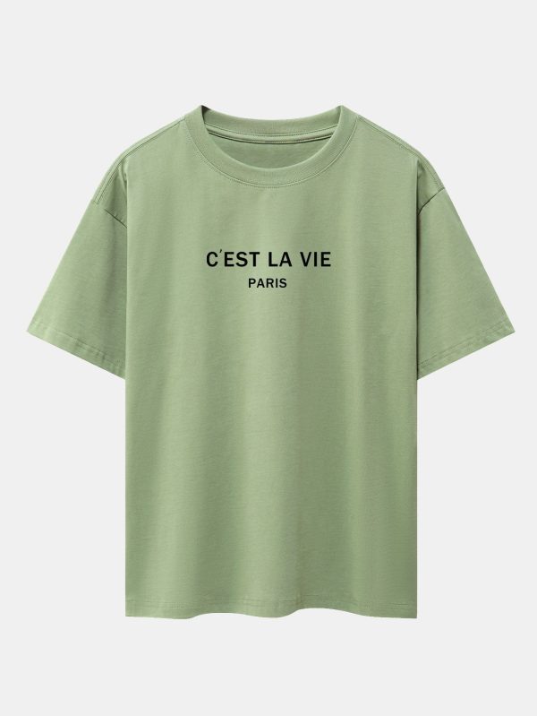 1a3db500a83a748437c1f4693acf39ba37fd6b3c0e3943db0dae3b4e5f4fd960.jpg Paris Letter Print Dropped Shoulders Oversize T-Shirt