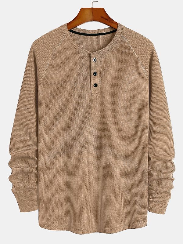1ab0dfaebfaa99d7585cfba47ff2a6717673889323b075ed9e14b1fbdf921f71.jpg Long Sleeve Arc Hem Waffle Henley Shirt