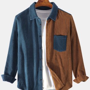 1f14f03bda597751886ed4f18f83c28a952bff0c6ddd4e2a5bb78df65e51095f.jpg Corduroy Patchwork Long Sleeve Shirts