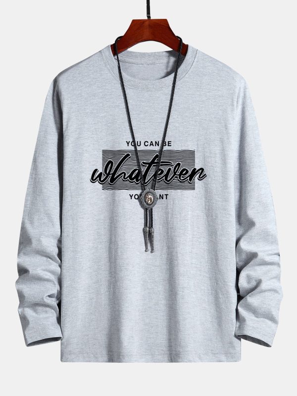 Long Sleeve Slogan Print Cotton T-Shirt
