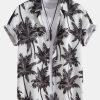Palm Tree Print Button Up Shirt & Swim Short