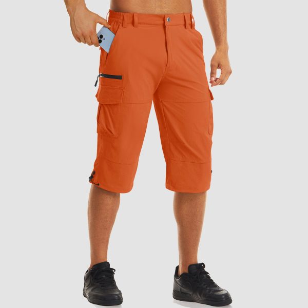 Men's Workout Gym Shorts with 7 Pockets Quick Dry 3/4 Capri for Hiking