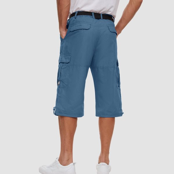 Men 3/4 Cargo Shorts Cotton Lightweight Ripstop with Multi-Pockets