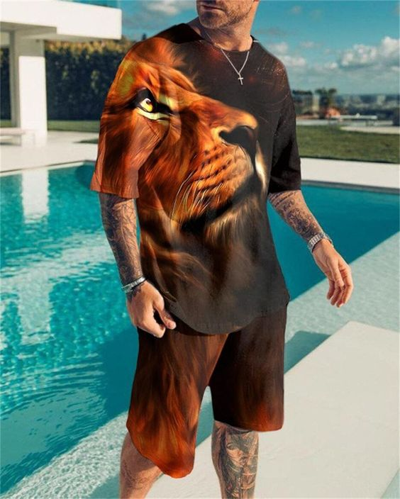 29f240e1cf94a884e40c5242593d3ad7ef99b2697baf17ab01af34c2d5dd15b1.png Suitmens Men's Statement Lion Print Shorts Suit