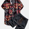 Geometric Print Shirt & Swim Shorts