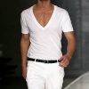 2a72950f345148bdc9fd2b437c987a98ef09c76149961ea7d5786ed92f9247d1.jpg Men's Basic White Deep V-Neck Cotton Short Sleeve T-Shirt