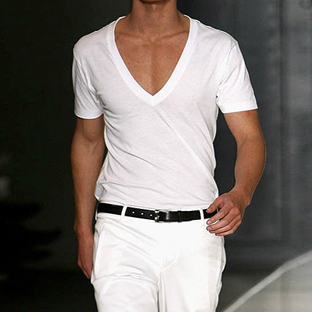 2a72950f345148bdc9fd2b437c987a98ef09c76149961ea7d5786ed92f9247d1.jpg Men's Basic White Deep V-Neck Cotton Short Sleeve T-Shirt