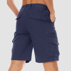 2d8cb34a19c1d2bf048a227b8c166f69398f3d6549118309a89f4adc2294a4fc.jpg Men Classic Cargo Lightweight Many Pockets Work Elastic Waist Casual Cotton Comfortable Shorts