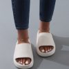 Fashion White Slippers For Women, Minimalist Single Band Slides