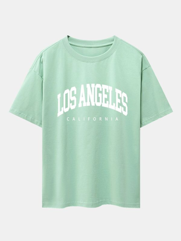 2e871d350d733c7e62cb4f8d61d8324748fba35c0d39d0f02c1b54777daad3c4.jpg Los Angeles Letter Print Oversize T-Shirt