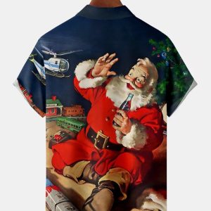 2f8585e426b1c48c964ff3543bbe41dfc33d4409fe54134ae846784163844144.jpg Men's Christmas Collection Casual Short Sleeve Hawaiian Shirt with Chest Pocket