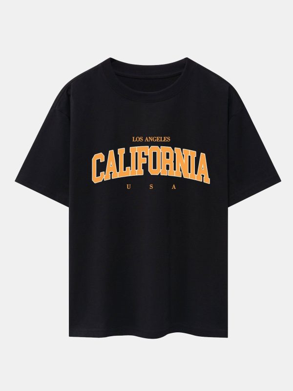 2fa70632f8da7df324524e1a01252ff35a66241502a0b32075e3c63c50b6c87c.jpg Los Angeles California Print Drop Shoulder Oversize T-Shirt