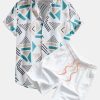 Geometric Print Shirt & Swim Shorts