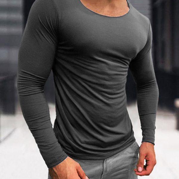 35f5f8310ddd86bc68af47fa95488182034b2ead146e6ab8198002ae7eeb6274.jpg Men's Basic Cotton Breathable Long Sleeve T-Shirt