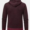 Diamond Pattern Zip Hooded Sweater