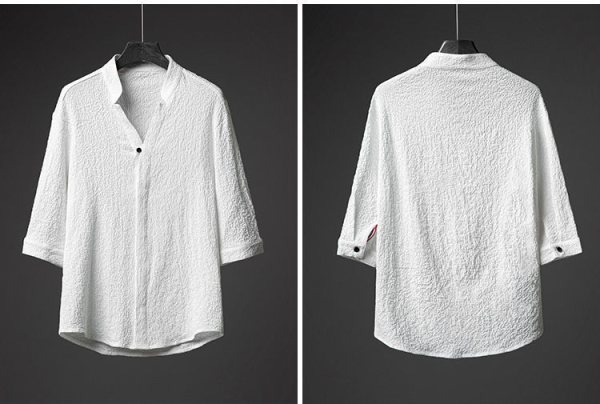 Men's White Ice Silk Linen Two Piece