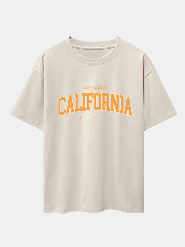 3b06e1aaac506878624cc64235b2b68e5402ad43a12cf39143db35e7227ee475.jpg Los Angeles California Print Drop Shoulder Oversize T-Shirt