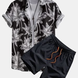 3bbbd2d81869bd1d94f1edf4968ff6c981a63d037008378e537ab12e9ec20c4b.jpg Palm Tree Print Button Up Shirt & Swim Short