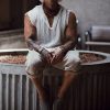 3ef05c4be48b43aae9bef6adb6a406db2d32bec11afed8b692c8d0d6c6c78bca.jpg Men's Linen Holiday Plain Tank Top