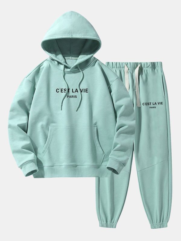 Paris Print Cotton Blend Hoodie & Jogger Pants
