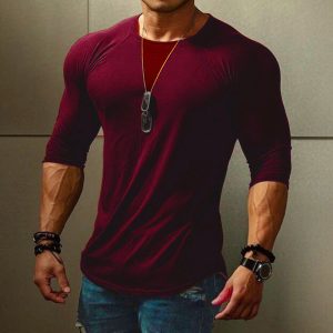 40aec3044a8fefa5195c2e0c6ebcbf9f62cd6b69b5ea7b89a5e351ce6b69ed76.jpg Slim Simple Casual Plain Men's T-Shirt