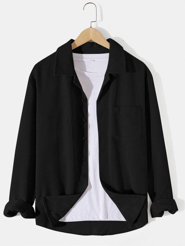 Long Sleeved Corduroy Revere Collar Shirt