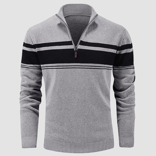 4176c17f83ed5c6c4f1dcdc93c861fb466262241afdbe8cc0f33a79a0514b7dc.jpg Men's Sweater Half Zipper Turtleneck Warm Pullover Slim Fit Casual Comfortable Striped Knitted Sweaters