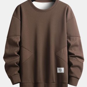 430b86831cdb108c0433c1b56eddd1fc2095632c4938b2385907bcaf92712a02.jpg Textured Fabric Patchwork Crew Neck Sweatshirt