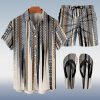 Suitmens Men's Tiki Party Hawaiian Vacation Print Three-Piece Set 016
