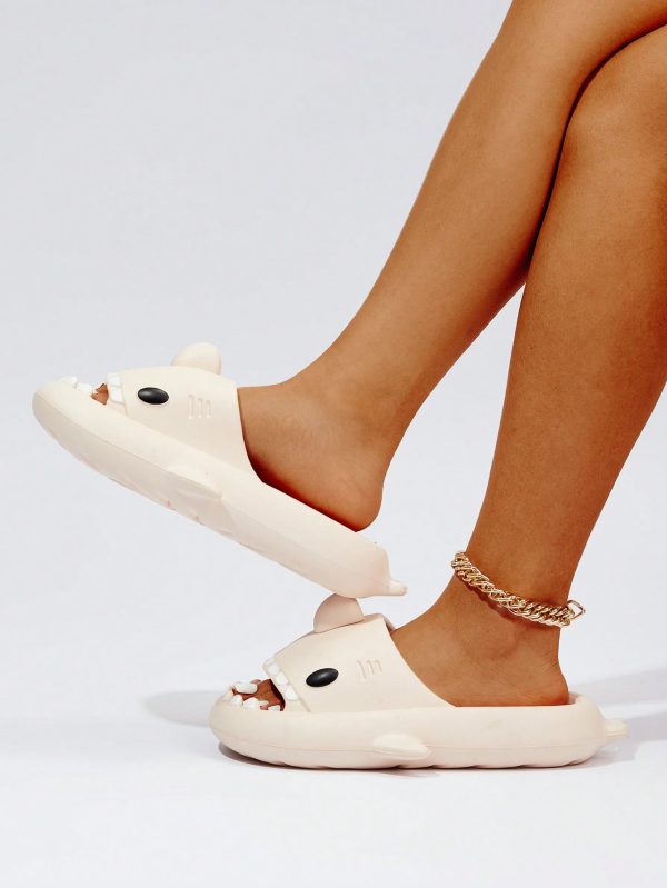 45d30a0bac19f39617b81465c7f0d8af3db0b6953d15ad8e8b0ce9c640749cc1.jpg Women Shark Design Slides, Cute Summer EVA Single Band Slides