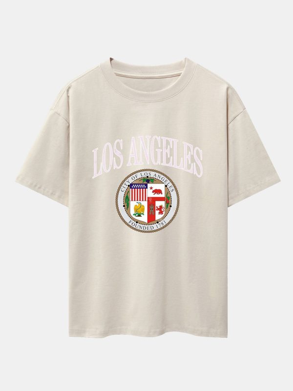 4a01459f44e7880c7208794b6b513bd4d26643018c51cd6c6ff37874f47ba5ab.jpg Los Angeles Coat Of Arms Print Drop Shoulder Oversize T-Shirt