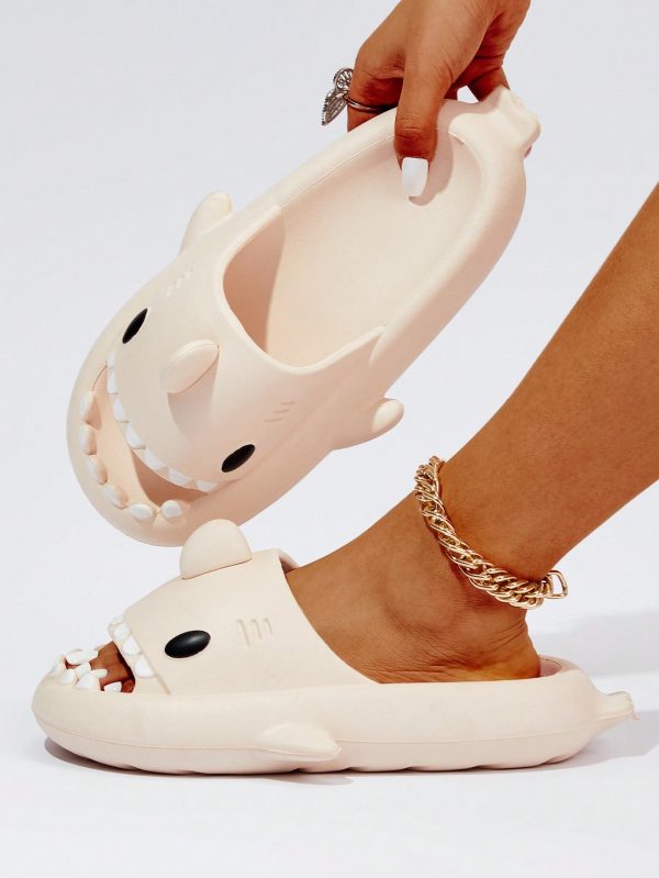 4bea7b03be8aab71926b5718fc24f72cabdb799f79cf4302c8115d176e1ca7c9.jpg Women Shark Design Slides, Cute Summer EVA Single Band Slides