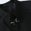Business Plain Mock Neck Button Front Blazer & Pants Set