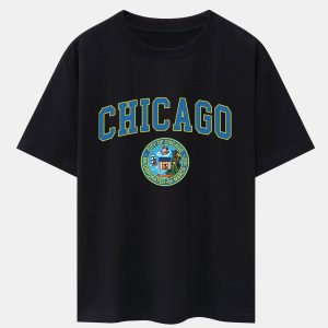 50be25bd79275348a3ae3bdf8cfc0b9892b9e34ab9ca67c916c424c2ff714f23.jpg Chicago Coat Of Arms Print Drop Shoulder Oversize T-Shirt