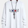 52b7ce5c79c69f661f6cfd37ff6e11a0c9fea9b2a8207a57d9561a271d985c23.jpg Long Sleeve Paris Slogan Print Cotton T-Shirt