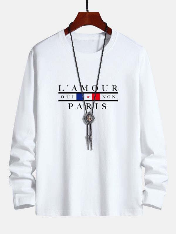 52b7ce5c79c69f661f6cfd37ff6e11a0c9fea9b2a8207a57d9561a271d985c23.jpg Long Sleeve Paris Slogan Print Cotton T-Shirt