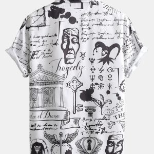 558bf16805134d722df0942e6e27d2d191be54e5d9ac1a8a29b50065baf48104.jpg Skull Text Print Button Up Shirt