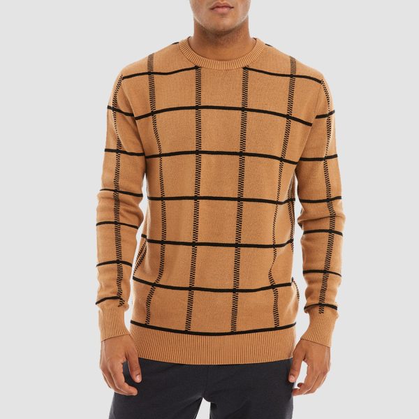57b5141716b35ff4bcbe77a03c6340b879da392bec71b48c7a83be37c204535e.jpg Men's Casual Knitted Sweaters Crewneck Pullover Cotton Sweatshirt Soft Lightweight Autumn